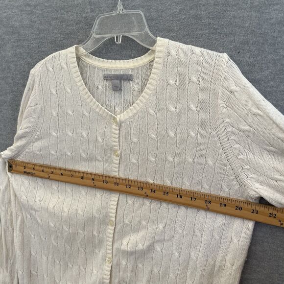 Old Navy Y2K Cable Knit Cardigan Sweater Size L Beige Preppy Old Money Normcore - Picture 5 of 10